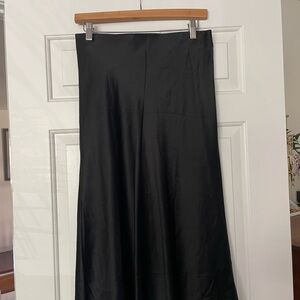 Quince Black 100% Washable Silk Midi Skirt